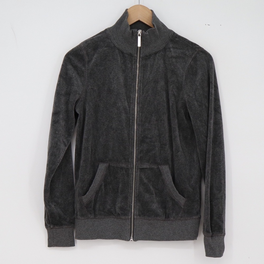 Michael Kors Track Jacket Womens XS Velour Full Zip Charcoal Grey Excellent